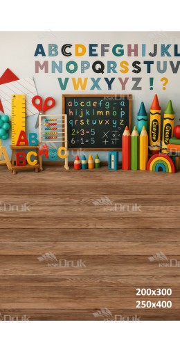 Tło fotograficzne – Kolorowa klasa przedszkolna z alfabetem | 3667